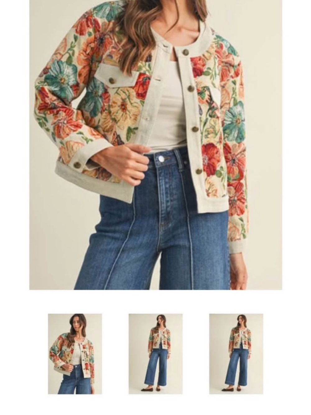 AVARA Floral Tapestry Crop Blazer in Multicolor - Picture 4 of 4